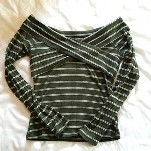 Green and white striped, off the shoulder top. Size small from Charlotte Russe.